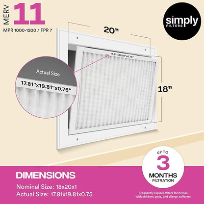 Simply 18x20x1 Air Filter, Merv 11, 6 Pack, - Image 3