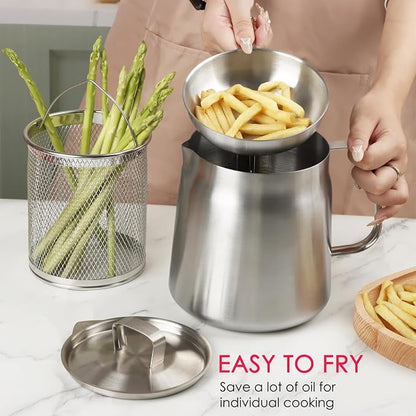 68oz 304 Stainless Steel Oil Filter Pot, Heavy Duty Bacon Grease Container & - Image 3