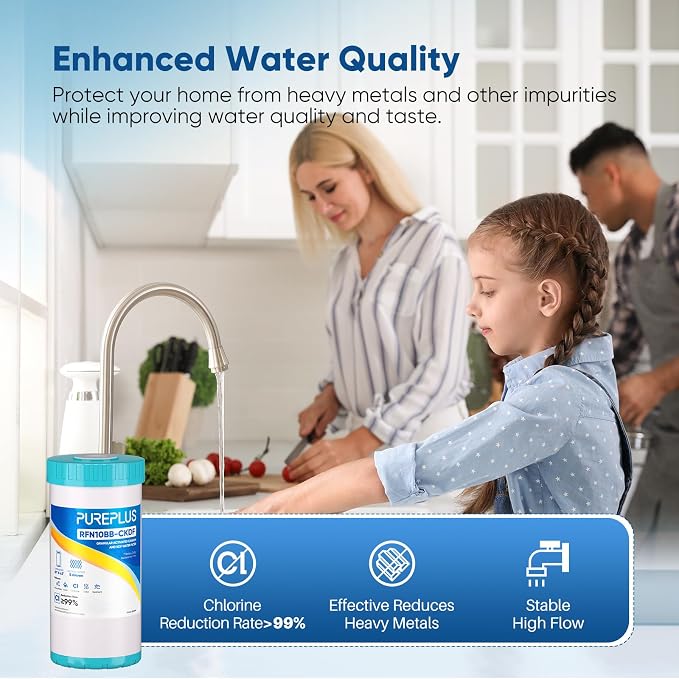 PUREPLUS 5 Micron 10" x 4.5" Whole House KDF/GAC Water Filter, Heavy Metal - Image 3