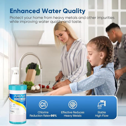 PUREPLUS 5 Micron 10" x 4.5" Whole House KDF/GAC Water Filter, Heavy Metal - Image 3