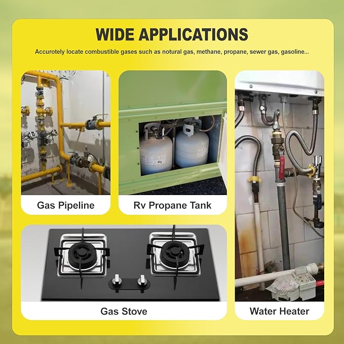 Upgraded 4 Gas Monitor Multi Gas Detector, Yfwsrecinoe Gas Leak Detector, Rechargeable 4 Gas Monitor Ex H2s Co O2 with LCD Multiple Indicator (Yellow)