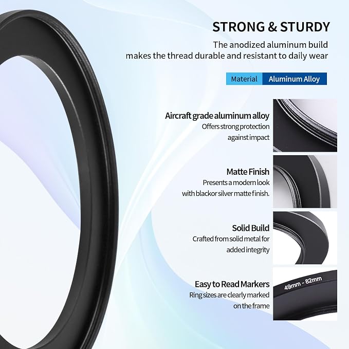 49-82mm Step-Up Ring Adapter, 49mm to 82mm Step Up Filter Ring - Image 5
