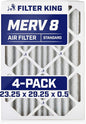 Filter King 23.25x29.25x0.5 Air Filter | 4-PACK | MERV 8 HVAC Pleated A/C by FilterKing