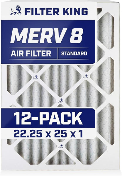 Filter King 22.25x25x1 Air Filter | 12-PACK | MERV 8 HVAC Pleated A/C Furnace by FilterKing