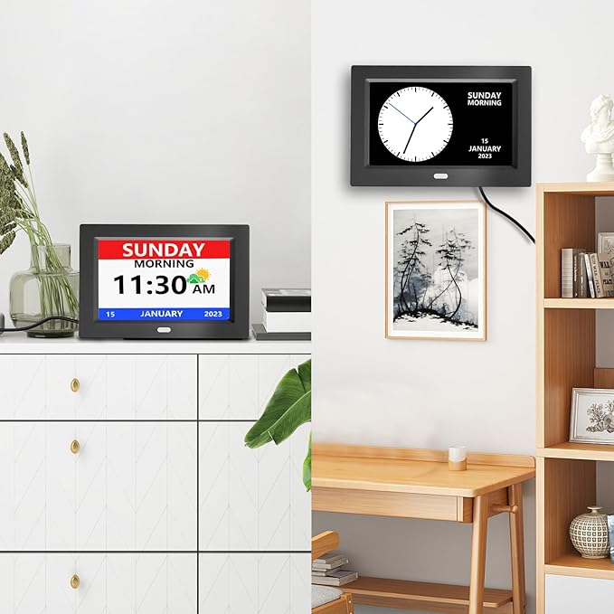 MRCHYDZ 10 Inch Clock with Day and Date for Elderly Large Display Digital Clocks 12 Alarm 3 Display Modes Large Font Alzheimer's Clock Alarm Clocks for Seniors Auto DST 10in Black