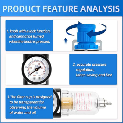 MEANLIN Air Compressor Moisture Filter, AFR2000 Air Line Filter, 1/4" NPT Inlet - Image 3