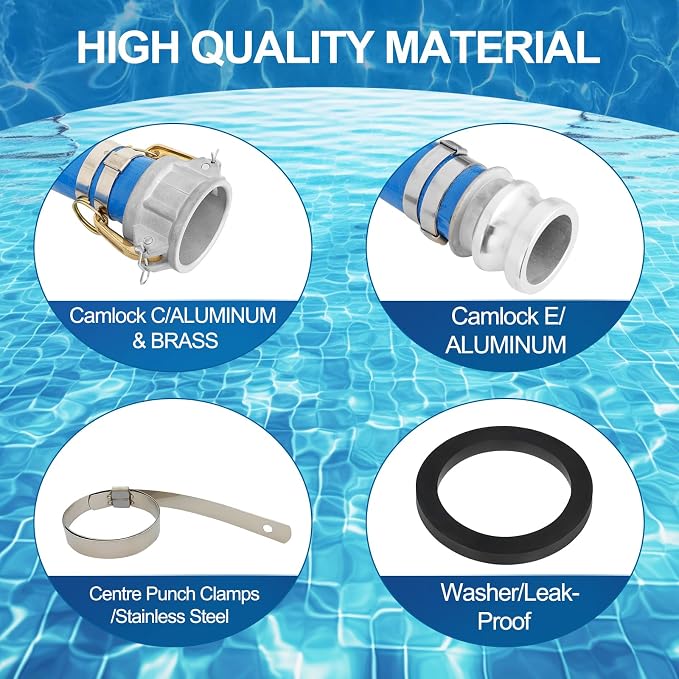 2" x 50 ft Backwash Hose for Swimming Pools, Heavy Duty PVC Water Lay Flat - Image 2