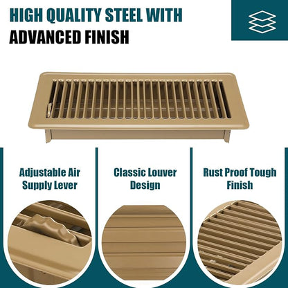 VOISEN Floor Register 4x12, 6 Pack Floor Vent Covers, Steel Adjustable Air - Image 6