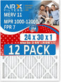 24x30x1 Air Filter MERV 11, 12 Pack of Furnace Filters Comparable to MPR 1000 by AIRXFILTERSWICKEDCLEANAIR