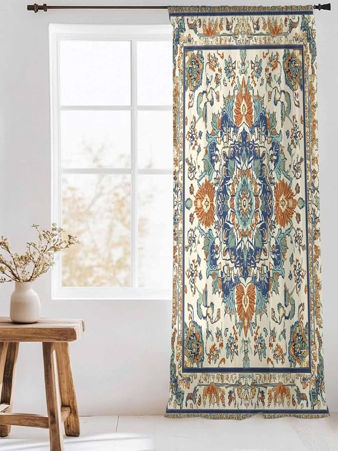 Sheer Curtains 96 Inches Long, Southwest Farmhouse Semi Sheer Curtains Light - Image 3