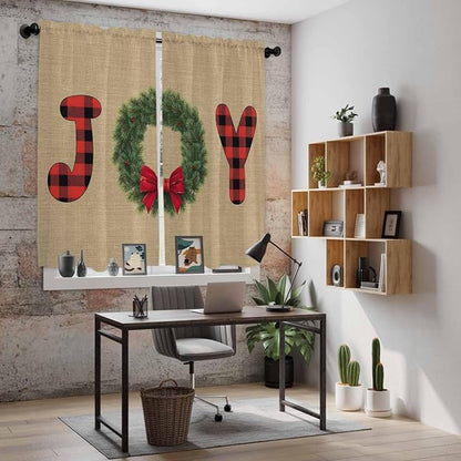 Red Green Christmas Window Curtains 63 Inch Long 2 Panel Set, Rod Pocket - Image 6