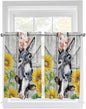 Farmhouse Kitchen Curtains 54 Inches length, Watercolor Sunflowers Animals by Unknown