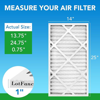 LotFancy 14x25x1 Air Filter MERV 8 4-Pack, Electrostatic Pleated Furnace & AC - Image 2