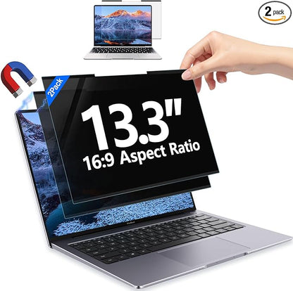 2Pack Magnetic 13.3 Inch Laptop Privacy Screen 16:9 Aspect Ratio, Removable by HOME