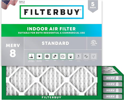Filterbuy 11.25x11.25x1 Air Filter MERV 8 Essential Dust & Allergy Defense by Filterbuy