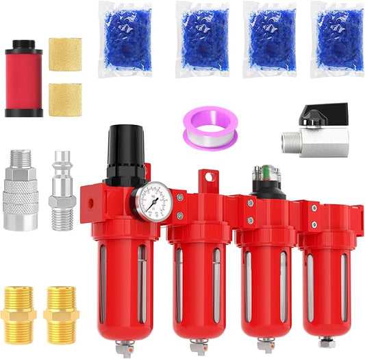 1/4" NPT Industrial Grade 4 Stage Aluminum Air Drying System, Coalescing Filter by MEANLINMEASURE