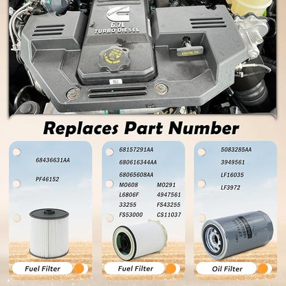 Fuel Filter Water Separator and Oil Filter Set Fit - Image 4
