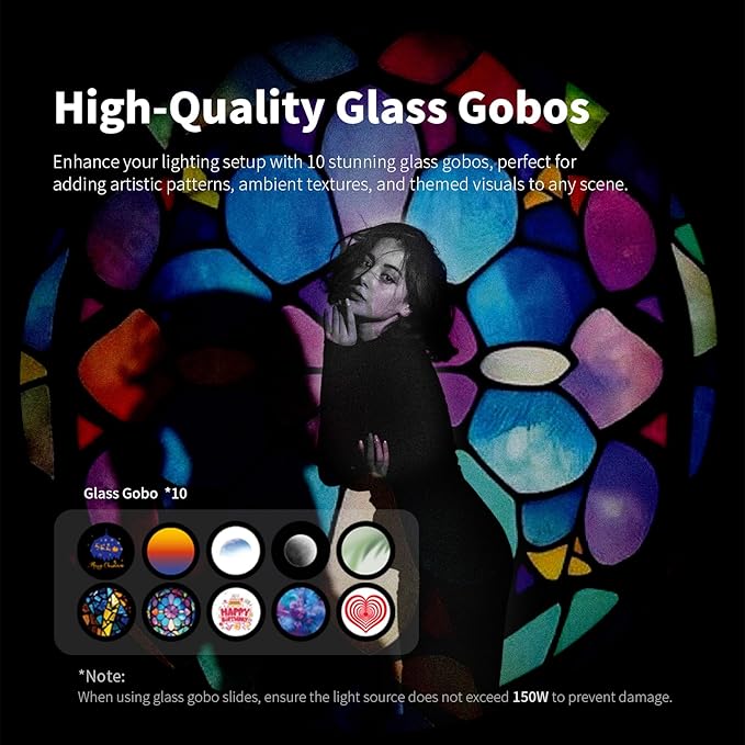 Bussi MG06 Max Optical Snoot kit with 40 Gobos, 36° Optical Lens Spotlight for Photography Video Shape Light Studio,GOBO Light (Compatible with Profoto Mount)