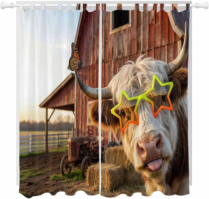 Farm Yaks Living Room Curtains 96 Inch Length, Window Curtains Tab Top by Unknown
