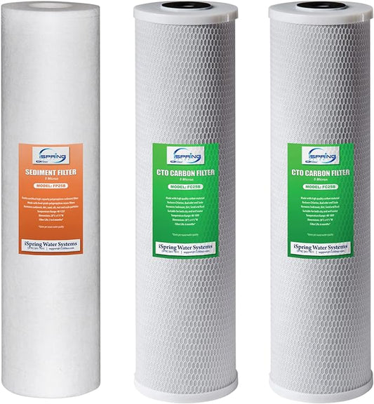 iSpring F3WGB32B 4.5” x 20” 3-Stage Whole House Water Filter Replacement Pack by iSpring