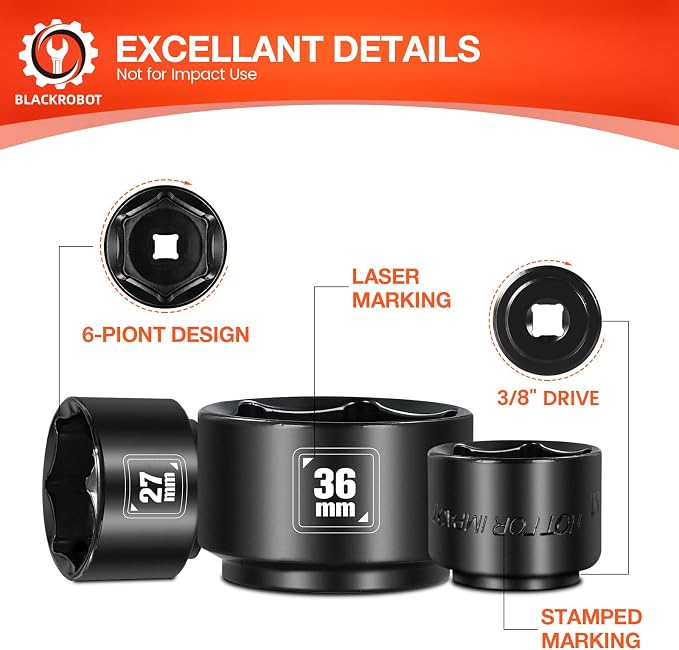 BLACKROBOT 8 Pieces 3/8” Drive Low Profile Oil Filter Socket Set, Metric Size - Image 5