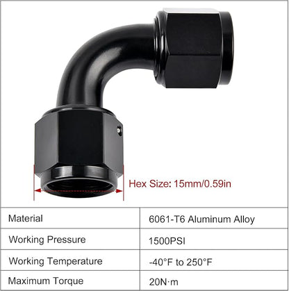 EVIL ENERGY 4AN Female to 4AN Female 90 degree Swivel Coupler Fitting Union - Image 2