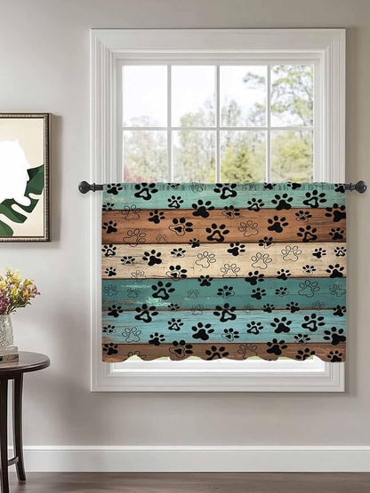 Sheer Curtains 45 Inch Length, Vintage Farmhouse Country Wooden Grain Privacy - Image 2