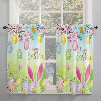 Easter Kitchen Curtains 54 Inches length, Spring Bunny Colorful Rabbit Eggs - Image 2