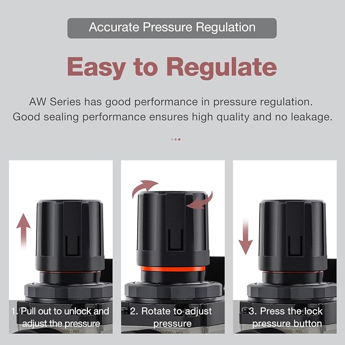 SNS Compressed Air Filter Regulator Piggyback Combo 3/8''NPT- Poly Bowl - Image 2