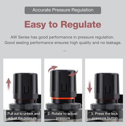 SNS Compressed Air Filter Regulator Piggyback Combo 3/8''NPT- Poly Bowl - Image 2