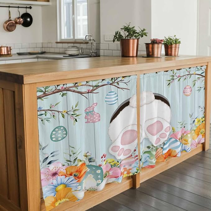 Easter Bunny Kitchen Tier Curtains 36 Inch Long 2 Panel Set, Rod Pocket Half - Image 7