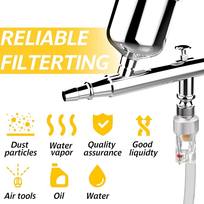 Honoson 6 Pcs 3 Pcs Airbrush in-line Water Trap Mini Air Filter Connect - Image 4