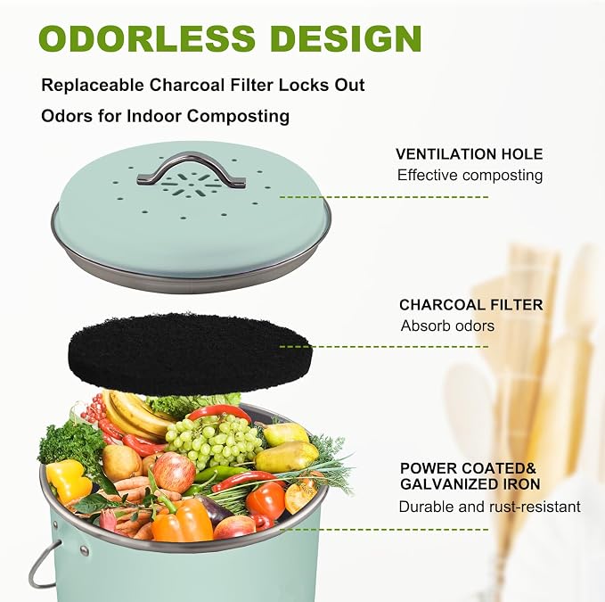 Kitchen Countertop Compost Bin, Odor Resistant Indoor Compost Bin - Image 4
