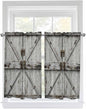 Vintage Gate Tier Curtains 45 Inches Long, Farmhouse Wooden Grain Shabby Chic by Unknown