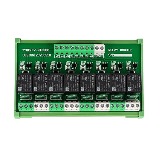 GUETNEU Relay Board, 8 Channel 1 SPDT DIN Rail Mount 24V DC/AC Relay, Interface Board