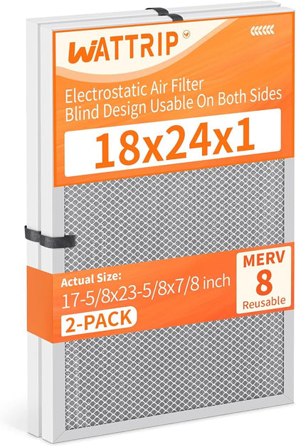 2-Pack 18x24x1 MERV 8 Reusable & Washable Electrostatic Air Filters by BreatheSmartLiveClean