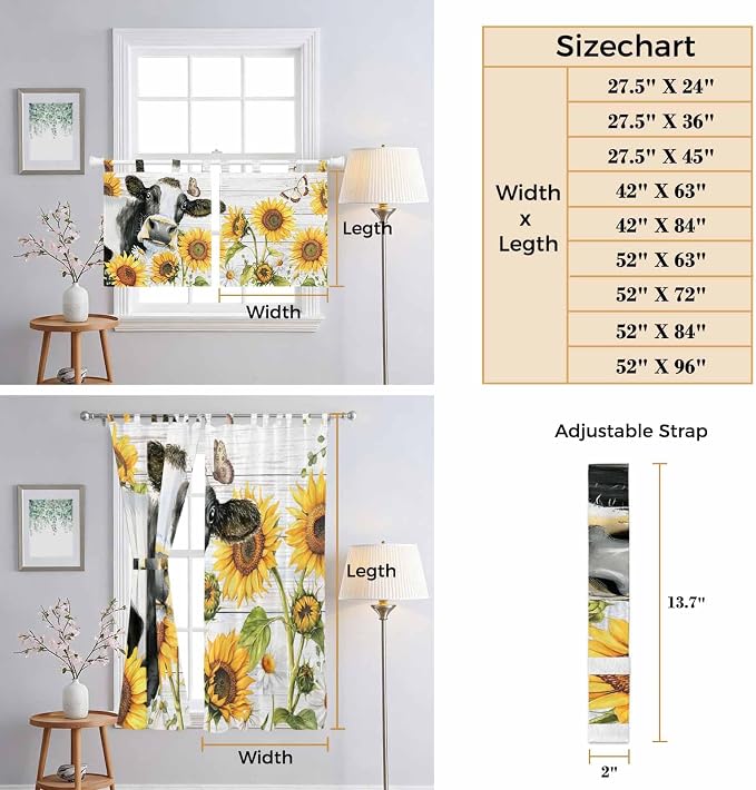 Retro Farmhouse Floral Kitchen Curtains 36 Inch Length, Small Window Curtains - Image 8