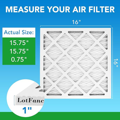 LotFancy 16x16x1 Air Filter MERV 8 4-Pack, Electrostatic Pleated Furnace & AC - Image 2