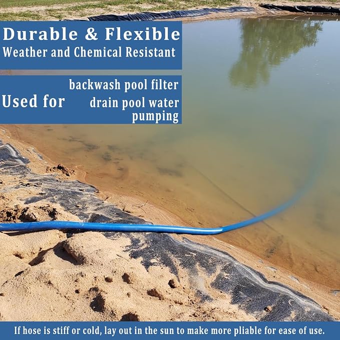 Pool Backwash Hose 2 inch × 100 ft Thicken Blue Water Discharge Pipe Lay Flat - Image 5