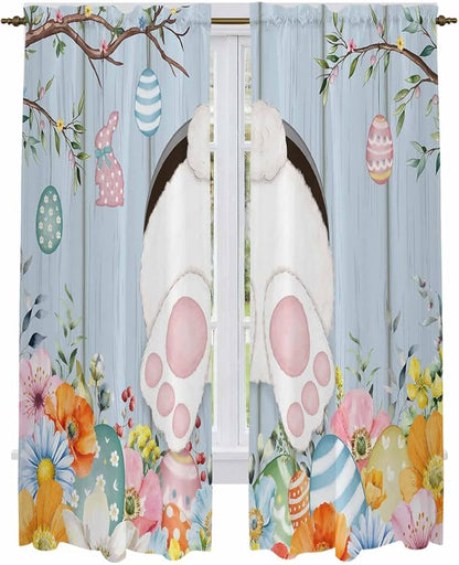 Easter Window Curtains 72 Inch Long 2 Panel Set, Rod Pocket Long Curtains & - Image 2