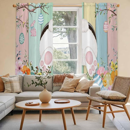 Easter Window Curtains 72 Inch Long 2 Panel Set, Rod Pocket Long Curtains & - Image 3
