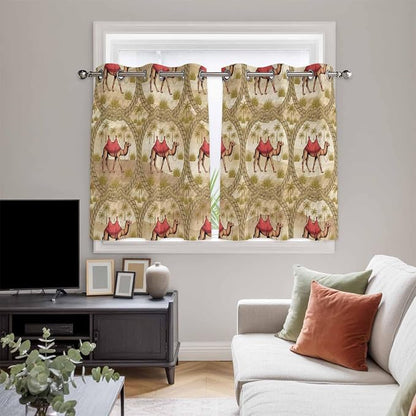 2 Panel Kitchen Cafe Curtains, Desert Camels Sunlight Filtering Nature Air - Image 5