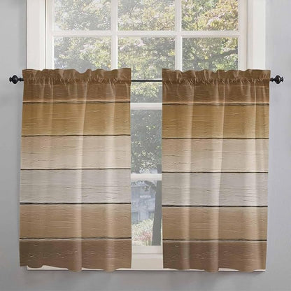 Vintage Brown Gradient Wood Grain Window Valance Curtains, Farmhouse Wood Barn - Image 7