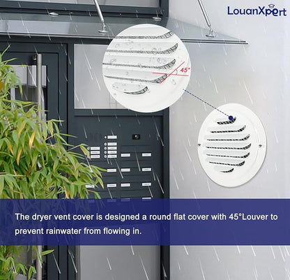 6 Inch White Soffit Vent Covers, LouanXpert Stainless Steel Round Air Vent - Image 6