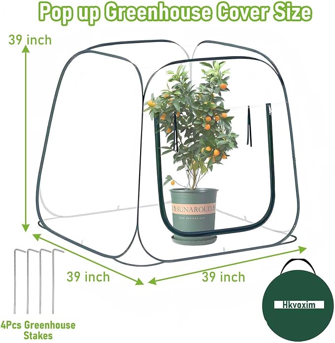 Plant Mini Greenhouse Pop Up Greenhouse Covers, Transparent Freeze Protection - Image 3