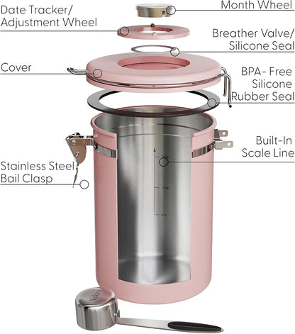 Veken Coffee Canister with Window, Airtight Stainless Steel Kitchen Food - Image 6