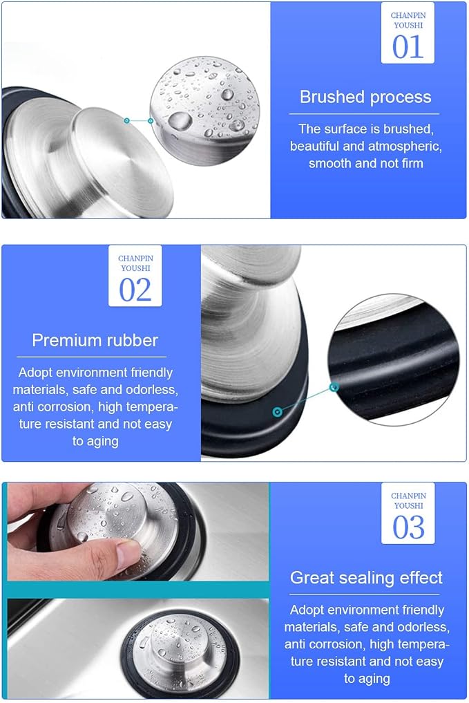 Kitchen Sink Stopper, Odorless Sink Plug Cover, Stainless Steel Garbage - Image 7