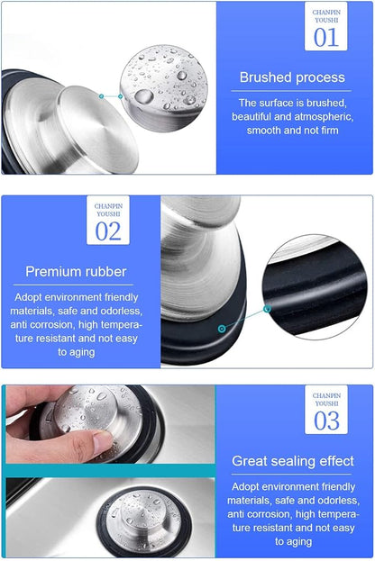 Kitchen Sink Stopper, Odorless Sink Plug Cover, Stainless Steel Garbage - Image 7