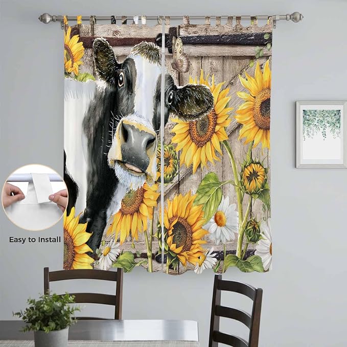 Retro Farmhouse Flower Living Room Curtains 84 Inch Length, Window Curtains Tab - Image 4