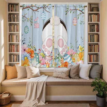Easter Window Curtains 63 Inch Long 2 Panel Set, Rod Pocket Bedroom Curtains & - Image 3